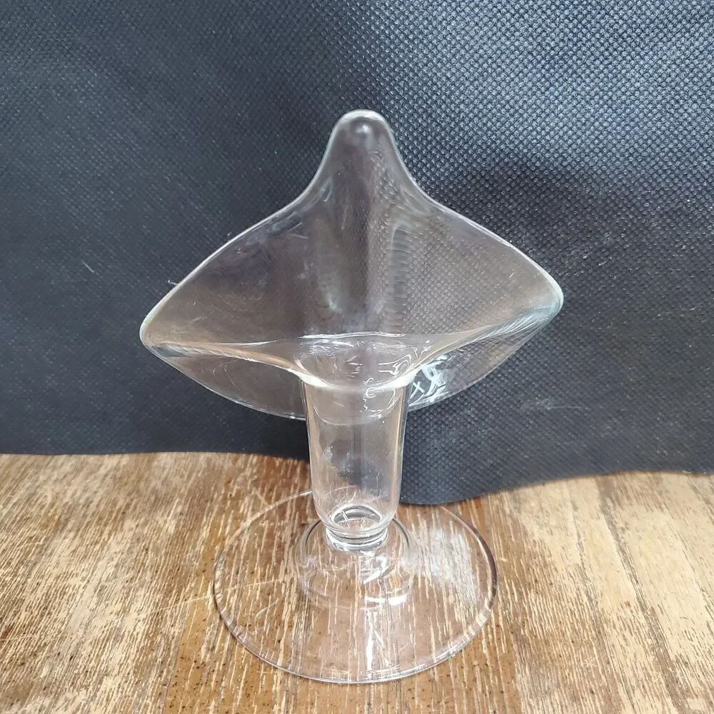 Vintage Clear Glass Jack In The Pulpit Taper Candle Holders Pair Calla Lily
